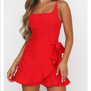 White fox mini dress - red - Small